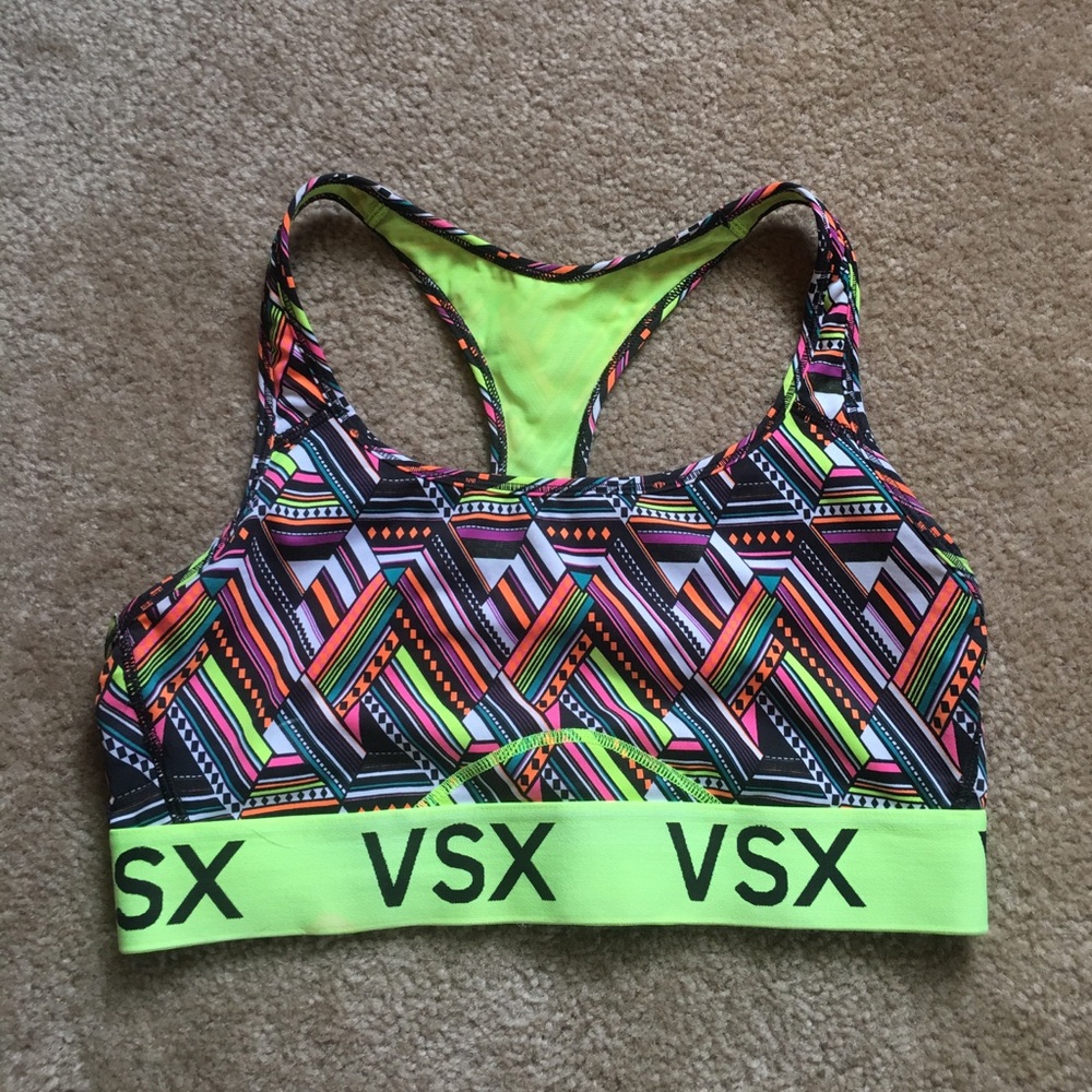 VSX Women's Geometric Sports Bra - Neon Yellow and Black